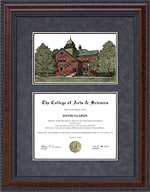 Oklahoma State University (OSU) Diploma Frame with Campus Lithograph