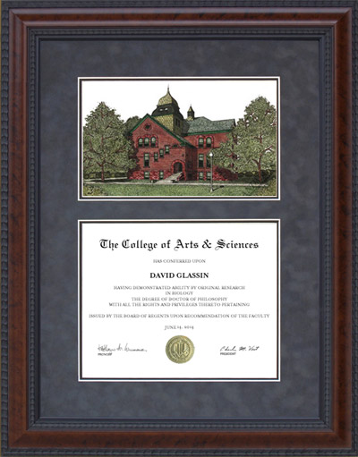 Oklahoma State University (OSU) Diploma Frame with Campus Lithograph