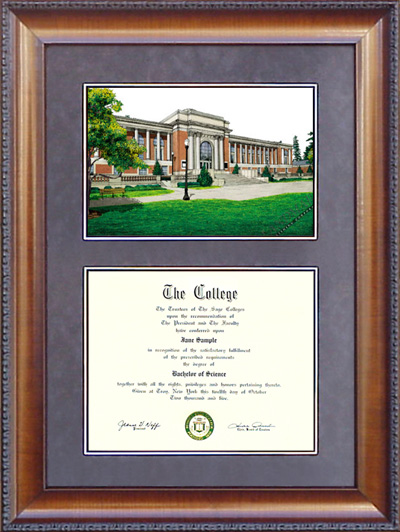 Oregon State University (OSU) Diploma Frame with Campus Lithograph
