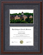 Indiana University of Pennsylvania (IUP) Diploma Frame with Campus Lithograph