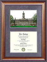 Pennsylvania State University (Penn State) Diploma Frame with Campus Lithograph