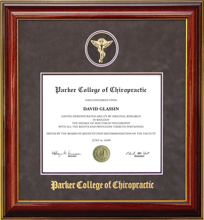 Parker College Designer Diploma Frame in Grey Suede