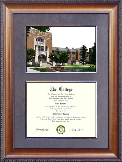 Purdue University Diploma Frame with Campus Lithograph