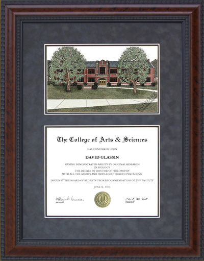 Rose-Hulman Diploma Frame with Campus Lithograph