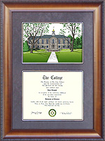 University of Rhode Island (URI) Diploma Frame with Campus Lithograph
