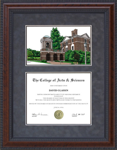 Sweet Briar College (SBC) Diploma Frame with Campus Lithograph