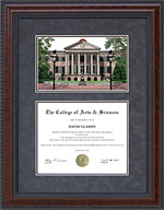 Diploma Frame with College of Charleston (C of C) Campus Lithograph