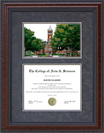 Clemson University Diploma Frame with Campus Lithograph