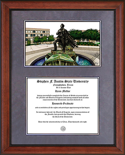 SFA Lithograph Diploma Frame with Walnut Frame