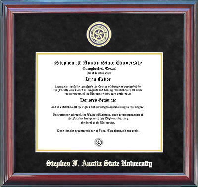 Stephen F. Austin Diploma Frame with Black Suede Mat