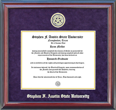 SFA Diploma Frame with embossed purple suede mat