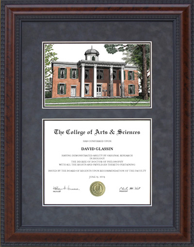 Sam Houston State University (SHSU) Diploma Frame with Campus Lithograph