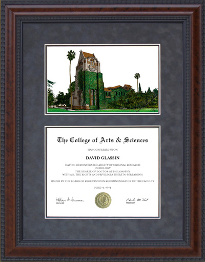 San Jose State (SJSU) Diploma Frame with Campus Lithograph