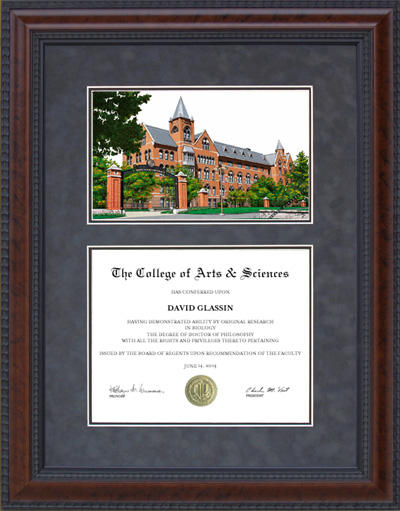 St. Louis University (SLU) Diploma Frame with Campus Lithograph