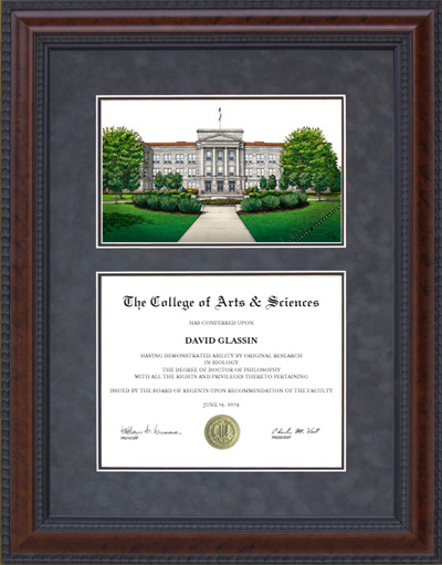 Missouri State University Diploma Frame with Campus Lithograph