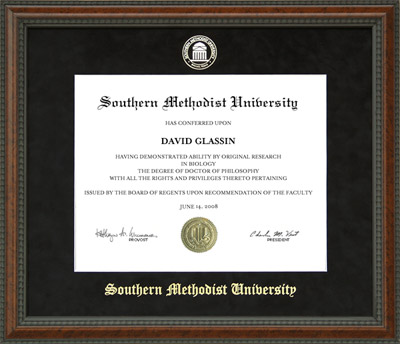 Southern Methodist University Embossed Diploma Frame