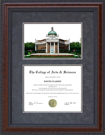 University of Southern Mississippi (Southern Miss) Diploma Frame with Campus Lithograph