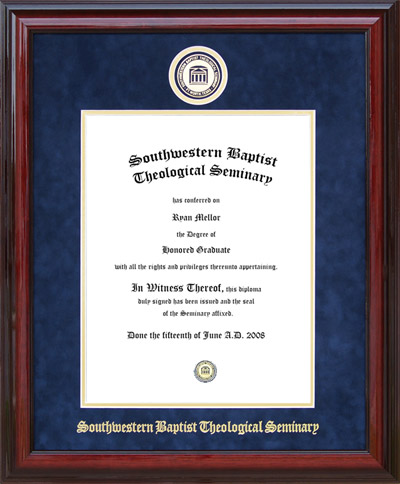 Southwestern Seminary Designer Diploma Frame in Blue Suede