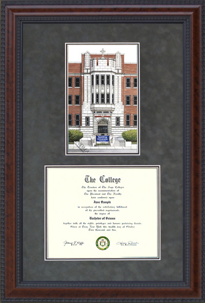 Spalding University Diploma Frame with Campus Lithograph