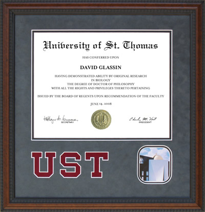 UST Grey Suede Diploma Frame with University Chapel Photo