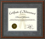 Burl Certificate Frame in Grey Suede