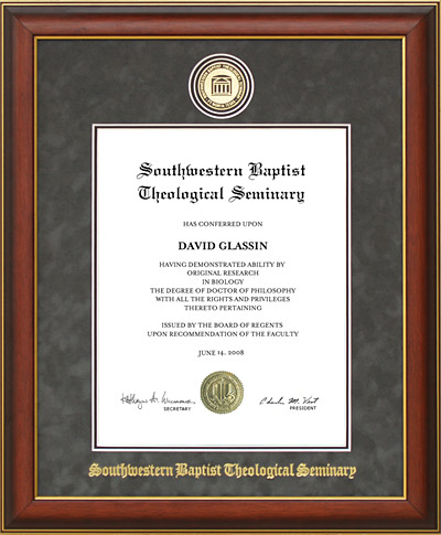 SWBTS Designer Diploma Frame with Embossed Suede Mat