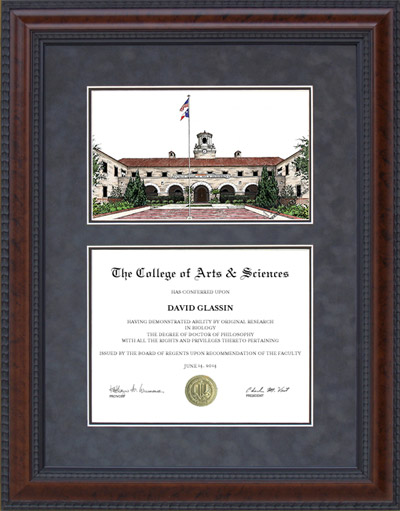 Texas A&M University, Kingsville (TAMUK) Diploma Frame with Campus Lithograph