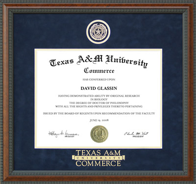 TAMU-C Diploma Frame with Embossed Logo in Blue Suede