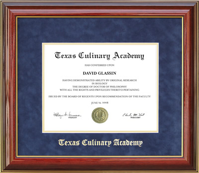 Texas Culinary Academy Diploma Frame with Embossed Logo