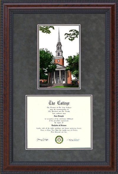 Texas Christian University (TCU) Diploma Frame with Campus Lithograph