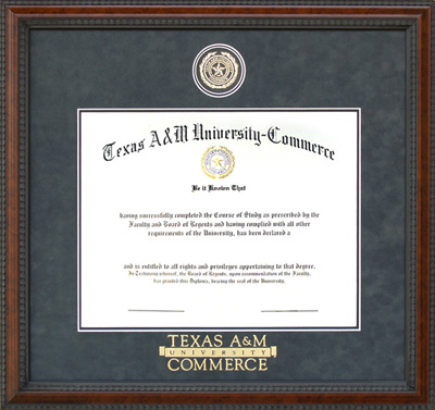 TAMU-C Diploma Frame with Embossed Logo in Grey Suede