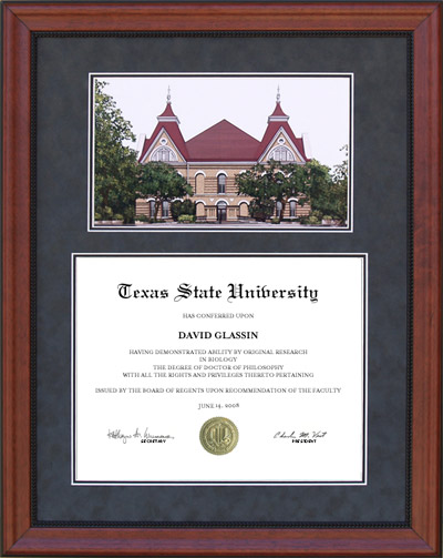 SWT / Texas State Ascot Diploma Frame with Signed Lithograph