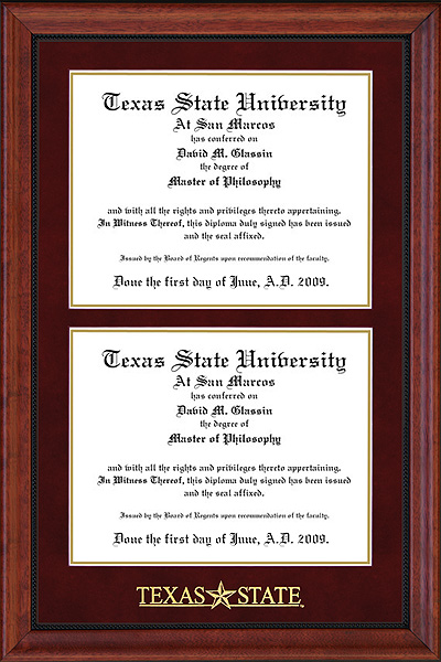 Texas State Double Diploma Frame