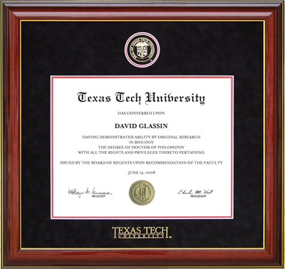 Texas Tech Diploma Frame with Red Accents
