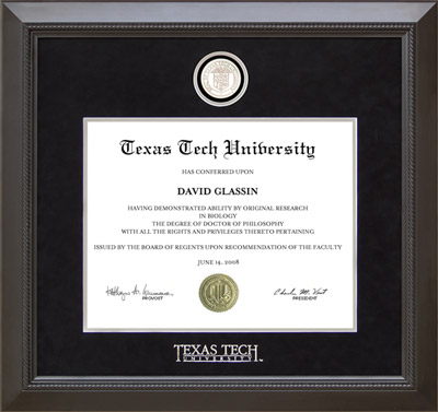 Texas Tech Diploma Frame with Custom Minted Medallion
