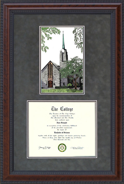Texas Lutheran University (TLU) Diploma Frame with Campus Lithograph