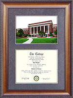 University of Memphis (U of M) Diploma Frame with Campus Lithograph