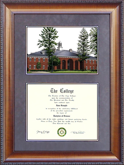 Troy University Diploma Frame with Campus Lithograph