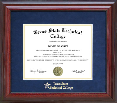 TSTC Classic Diploma Frame with Embossed Suede Mat