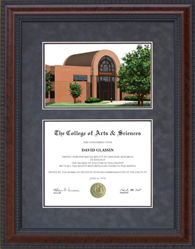 Tarleton State University Document Frame with Campus Lithograph