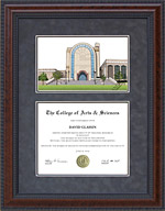 Abilene Christian University (ACU) Document Frame with Campus Lithograph