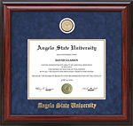 Angelo State Diploma Frame with Opening for Alumni Medallion