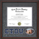 ETBU Diploma Frame in Grey Suede