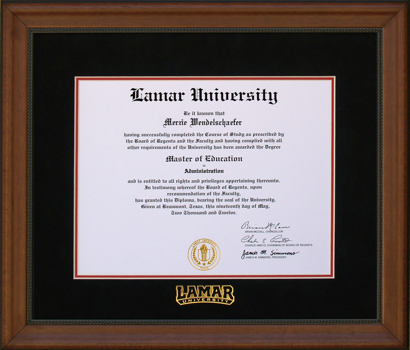 Lamar University Logo Diploma Frame Wordyisms