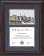 Our Lady of the Lake University (OLLU) Diploma Frame with Campus Lithograph