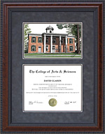 Sam Houston State University (SHSU) Document Frame with Campus Lithograph