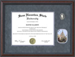 SHSU Diploma Frame with Gray Suede Mat, Gold Embossing, Old Main