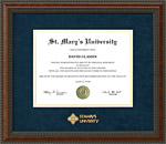 St. Mary's Diploma Frame with Blue Suede Mat & Gold Embossing