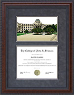Diploma Frame with Texas A&M University (TAMU) Campus Lithograph