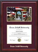 Texas A&M Cherry Diploma Frame with Campus Photo